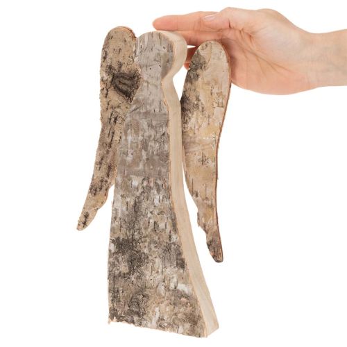 Figura anioła wykonana z drewna z korą brzozową, 30cm | Floristik24.pl