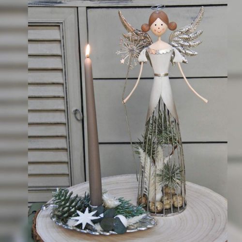 Floristik24 Metalowa figurka anioła, latarnia świąteczna wys. 31,5 cm