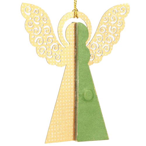Floristik24 Aniołek plaster miodu papierowa dekoracja bożonarodzeniowa zielone złoto 12cm 4 szt