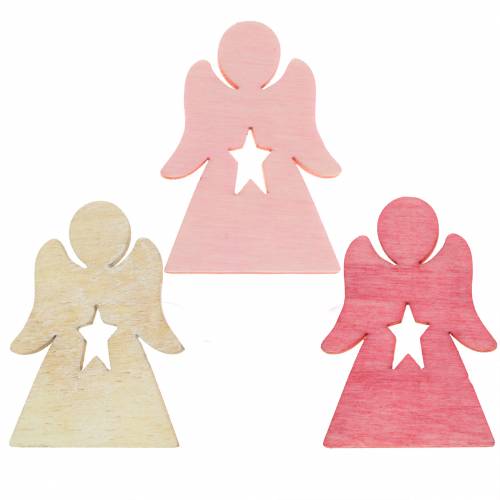 Drewniane aniołki do rozsypania róż, róż, biel 4cm 72 szt