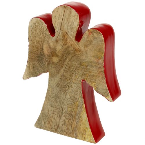 Figurka anioła drewno czerwony, natura 15cm