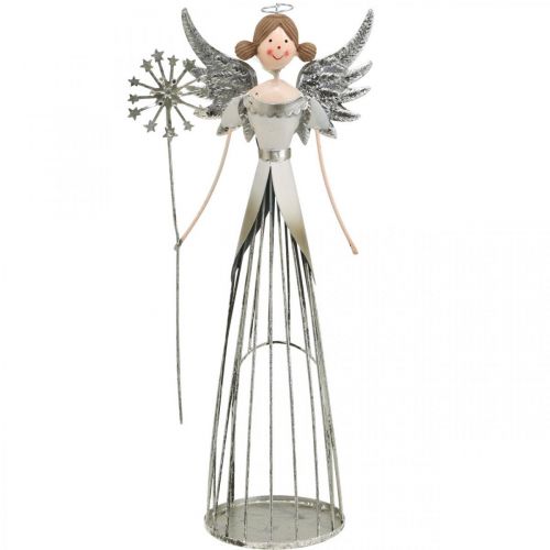 Metalowa figurka anioła, latarnia świąteczna wys. 31,5 cm