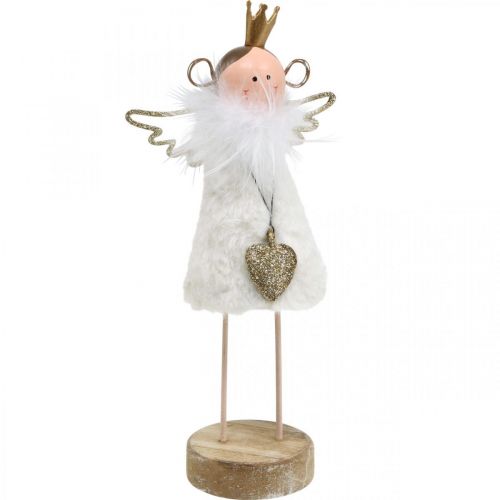Floristik24 Figurka anioła Dekoracja świąteczna drewno metal biały złoty wys. 20,5 cm