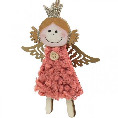 Floristik24 Anioły do powieszenia, ozdoby choinkowe, ozdoby choinkowe róż/róż/niebieski/biały wys.12cm zestaw 4