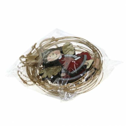 Floristik24 Aniołek w ozdobnym kółeczku do zawieszenia drewno, metal Ø14cm 6szt.