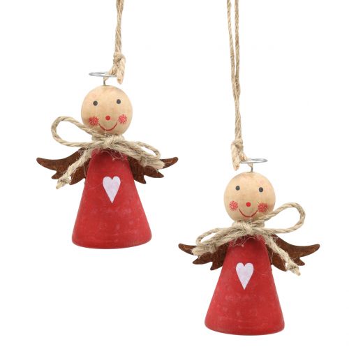 Floristik24 Aniołek figurka drewniana czerwona do zawieszenia 8cm 4szt.