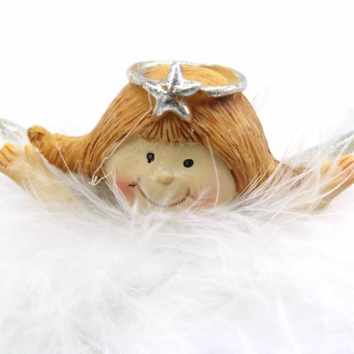 Floristik24 Anioł dekoracyjny w chmurce biały, srebrny Ø6,5/6cm W7/6cm 2szt