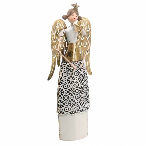Floristik24 Anioł dekoracyjny metal biały, złoty Ø10cm W32cm
