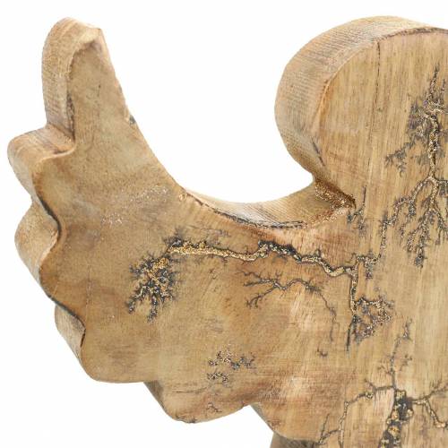 Produkt Drewniany aniołek z brokatową wkładką naturalne drewno mango 19,4 × 18,3cm