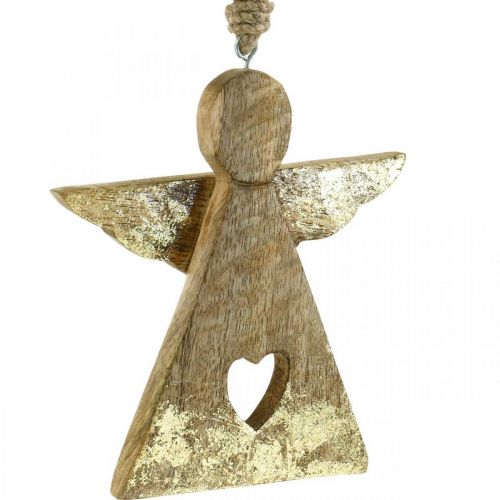 Floristik24 Dekoracyjny aniołek z drewna mango figurka wisząca 13×H13,5cm 2szt.