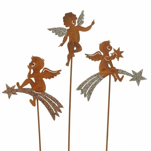 Floristik24 Dekoracja wtyczka Aniołek rdzawy brokat metal H24-25cm 12szt