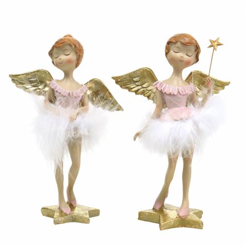 Produkt Deco Ballerina Aniołek różowy, złoty Ø11,5 H15cm 2szt.