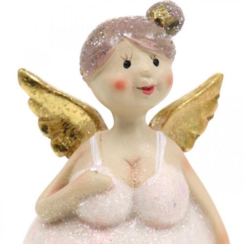 Floristik24 Dekoracja stołu aniołek różowa dekoracja figurka świąteczna 4,5 × 3,5 × 9,5cm 4szt