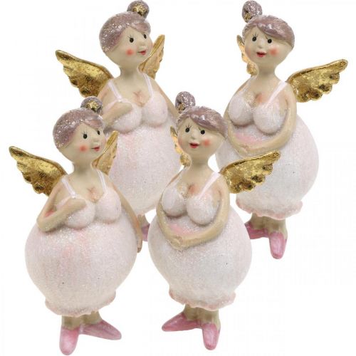 Floristik24 Dekoracja stołu aniołek różowa dekoracja figurka świąteczna 4,5 × 3,5 × 9,5cm 4szt