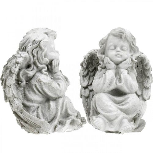 Floristik24 Figurka anioła mała dekoracja nagrobna figurka ogrodowa szara W9cm 3 szt