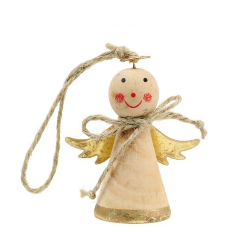 Aniołek do zawieszenia naturalny, złoty 8cm 4 szt