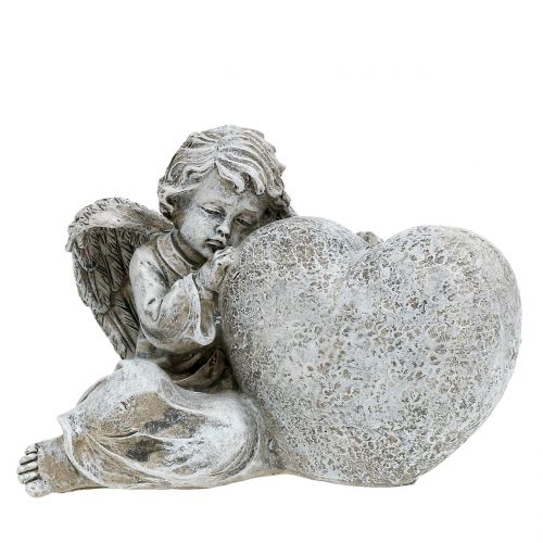 Floristik24 Aniołek z serduszkiem szary 11,5cm × 9cm × 6,5cm 2szt.