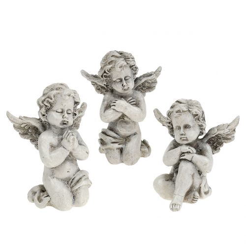 Floristik24 Figurki aniołów szare 9cm 3 szt