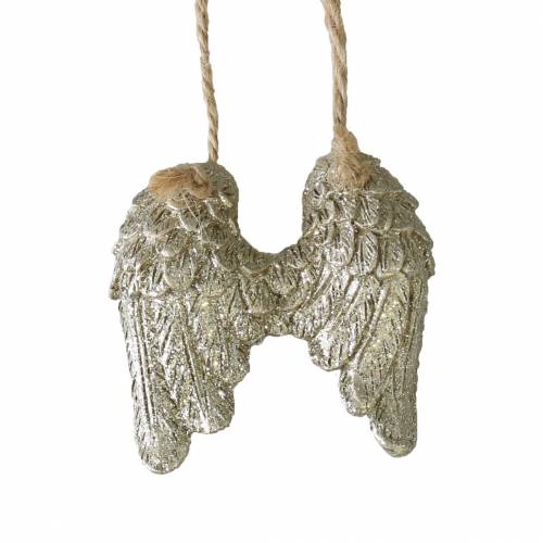 Floristik24 Skrzydełka anioła do zawieszenia w złotym brokacie 5cm×5,2cm 12szt.