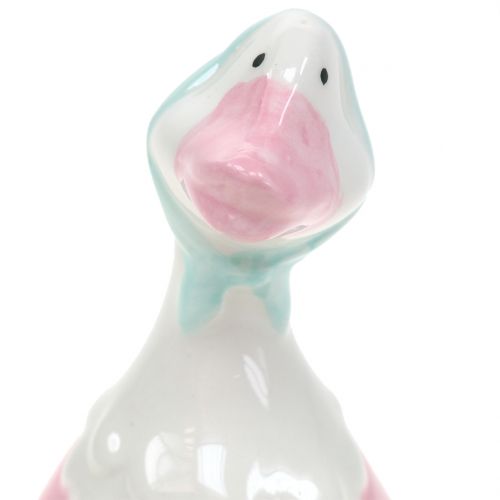 Floristik24 Ceramiczna gęś wielkanocna różowa, biała H 11,5cm 4szt