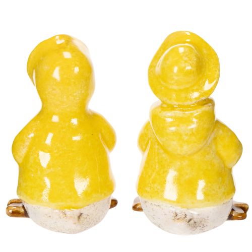 Produkt Figurki kaczuszek, ceramiczne figurki w kształcie płaszczy przeciwdeszczowych do zabawnej dekoracji balkonu i ogrodu, 11 cm, 4 sztuki