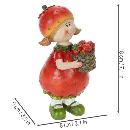 Produkt Dekoracyjna figurka „Dziewczynka Truskawka” do letniej dekoracji, urocza figurka do salonu i na balkon, 18 cm