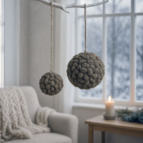 Produkt Szyszka olchowa kula ozdobna do zawieszenia, bielona, 20 cm