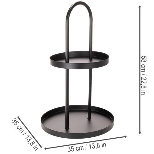 Metalowa, dwupoziomowa, okrągła taca dekoracyjna 58 cm | Floristik24.pl