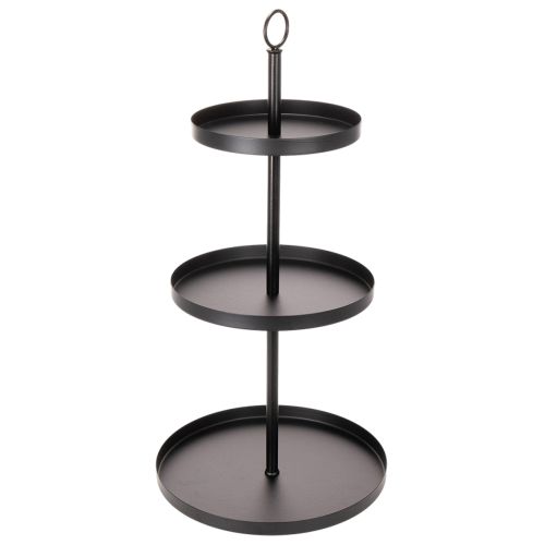 Trójpoziomowy metalowy okrągły stojak do serwowania, do dekoracji stołu na wielu poziomach, 61 cm