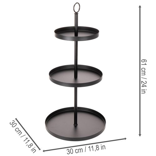 Trójpoziomowy metalowy okrągły stojak do serwowania, do dekoracji stołu na wielu poziomach, 61 cm | Floristik24.pl