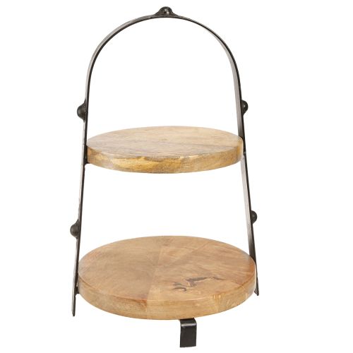 Produkt Stojak na ciasto, drewno, metal, naturalny czarny, 2-poziomowy, Ø25,5 cm, wys. 38 cm