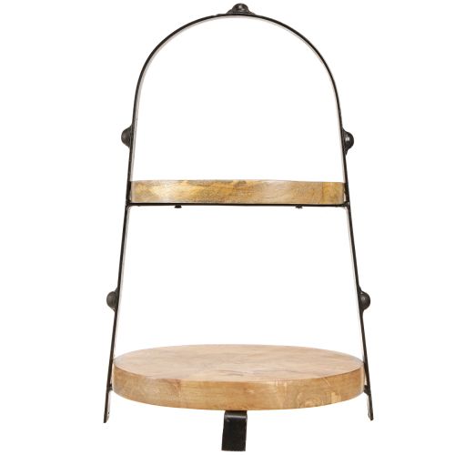 Produkt Stojak na ciasto, drewno, metal, naturalny czarny, 2-poziomowy, Ø25,5 cm, wys. 38 cm