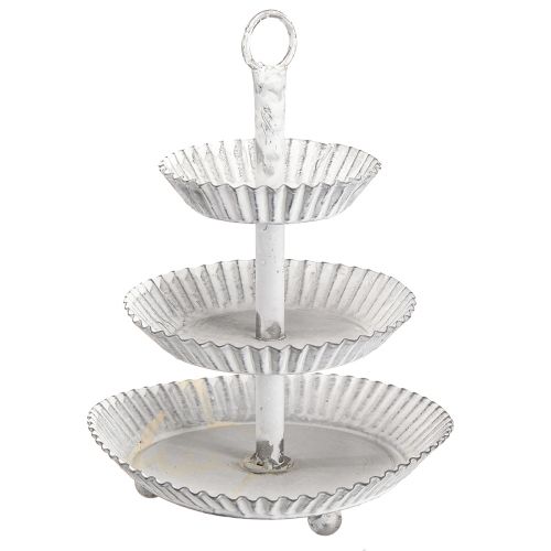 Floristik24 Metalowa 3-poziomowa taca biała, wys. 23 cm