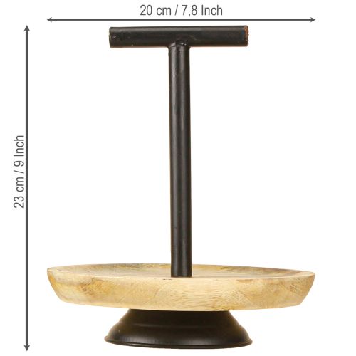 Produkt Talerz metalowy drewniany jednopoziomowy Etagere naturalny czarny 24cm