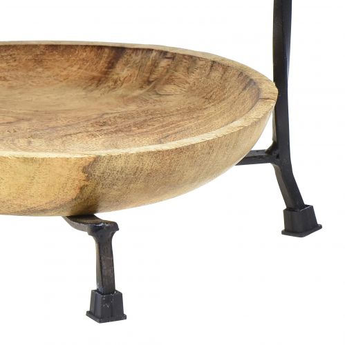 Floristik24 2-poziomowa patera na ciasto, drewno, naturalny metal, czarny, Ø19 cm, wys. 40 cm