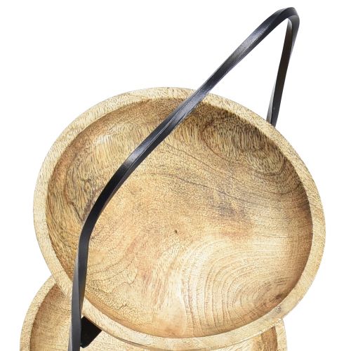 Floristik24 2-poziomowa patera na ciasto, drewno, naturalny metal, czarny, Ø19 cm, wys. 40 cm