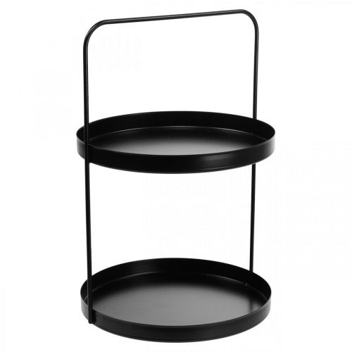 Produkt Patera dekoracyjna taca stołowa półka metalowa czarna W30cm Ø20cm