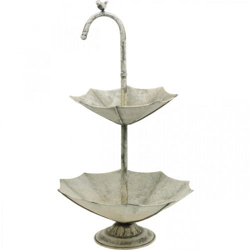 Floristik24 Stojak na ciasto metalowy w stylu vintage Shabby Grey Shabby z ptakiem wys.60cm