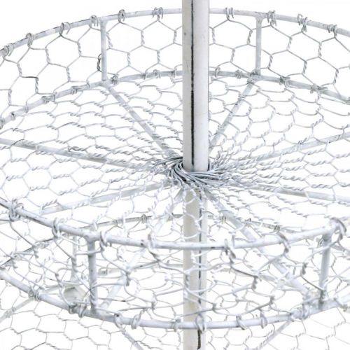 Floristik24 Patera z koszyków kratowych, dekoracja metalowa sprana na biało Shabby Chic wys.54cm Ø30/25/20cm