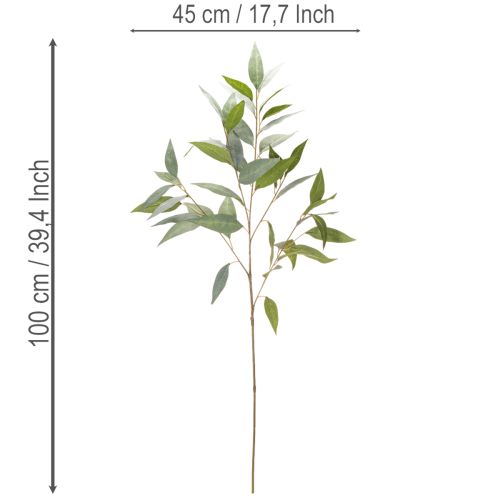 Sztuczna gałązka eukaliptusa, naturalna zieleń, dekoracja, 100 cm | Floristik24.pl