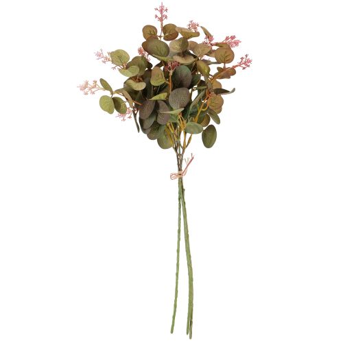 Produkt Sztuczne gałązki eukaliptusa z różowymi kwiatami, 45 cm, 3 sztuki