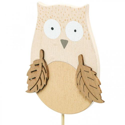 Produkt Wtyczka kwiatowa deco sowa drewniana fioletowa, brązowa 8cm 12szt