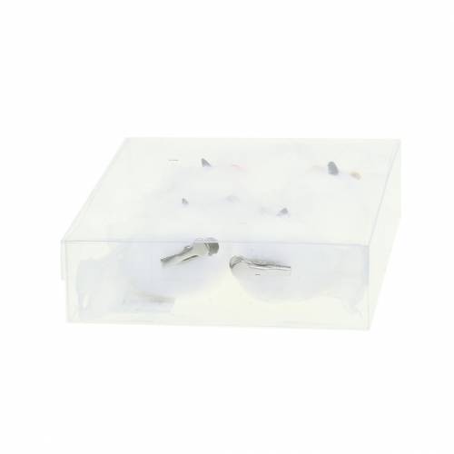 Floristik24 Deco Sowa na klipsie Biała 10cm 4szt