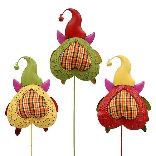 Floristik24 Sowa jako wtyczka do kwiatów kolorowa 16cm L48cm 3szt.