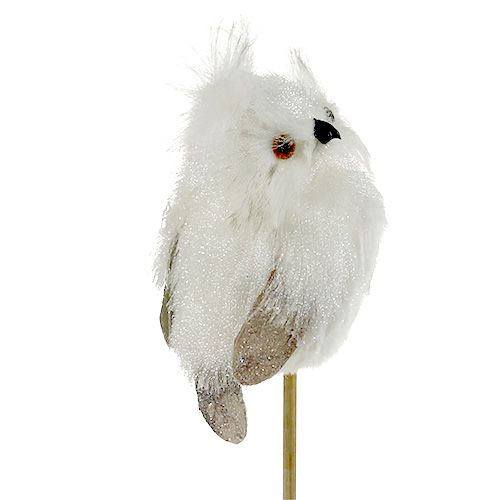 Produkt Sowa na patyku biała 9cm L48cm