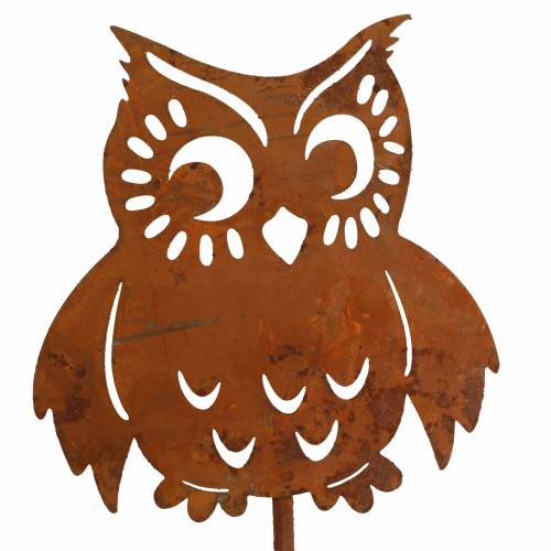 Floristik24 Słupki ogrodowe sowa patyna, jesień, metalowa ozdoba wys.32cm 6szt