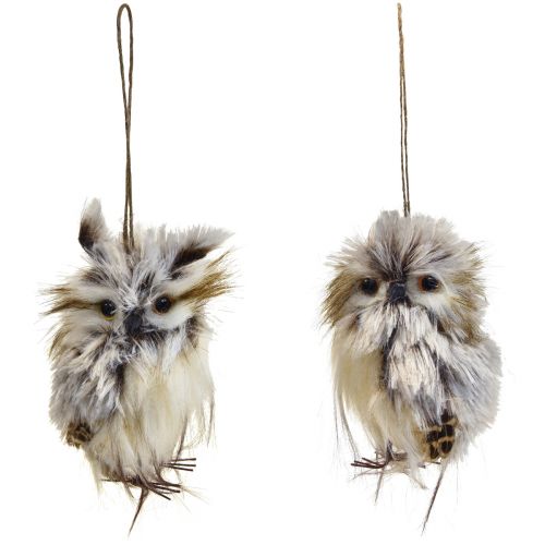 Produkt Dekoracja sowa figurka sowy mała, dekoracja zwierząt leśnych 11cm biało-brązowa 2szt