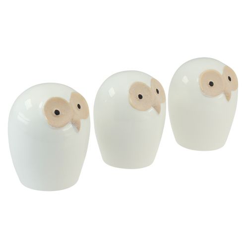 Produkt Figurki dekoracyjne sowa ceramiczne zwierzątka leśne dekoracja biała 11,5cm 3szt