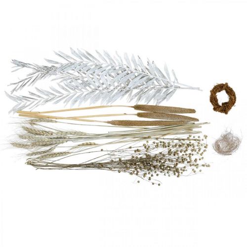 Floristik24 Suszone Kwiaty DIY Box Egzotyczny Suchy Bukiet Biały, Naturalny W55cm