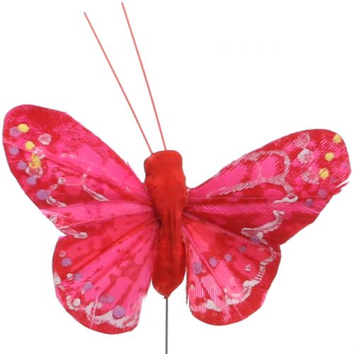 Floristik24 Motyl piórko pomarańczowo-czerwone 5cm 24szt.